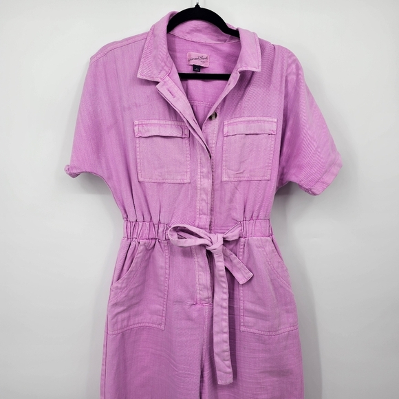 Universal Thread Women’s Pink Short Sleeve Button Front Utility Jumpsuit Size S - Picture 3 of 8